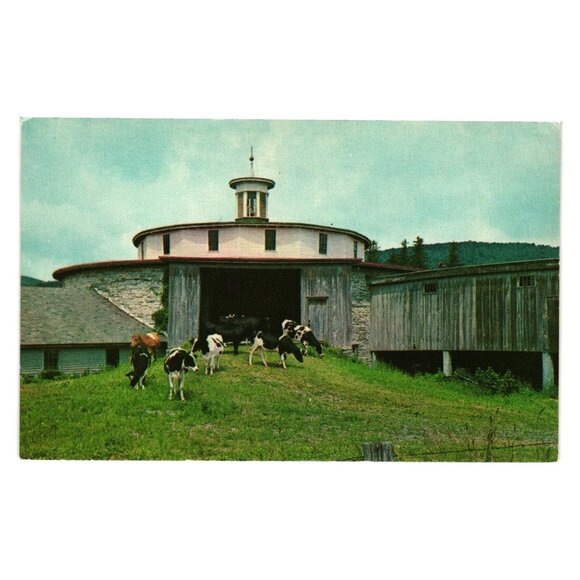 Hancock Shaker Village Round Stone Barn 1826 Postcard Vintage Scenic Mass Farm - Picture 1 of 2
